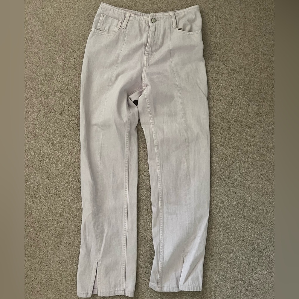 Zara light purple jeans with front slit good for average height